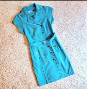 Calvin Klein Double-Breasted Blue Dress - Size 2